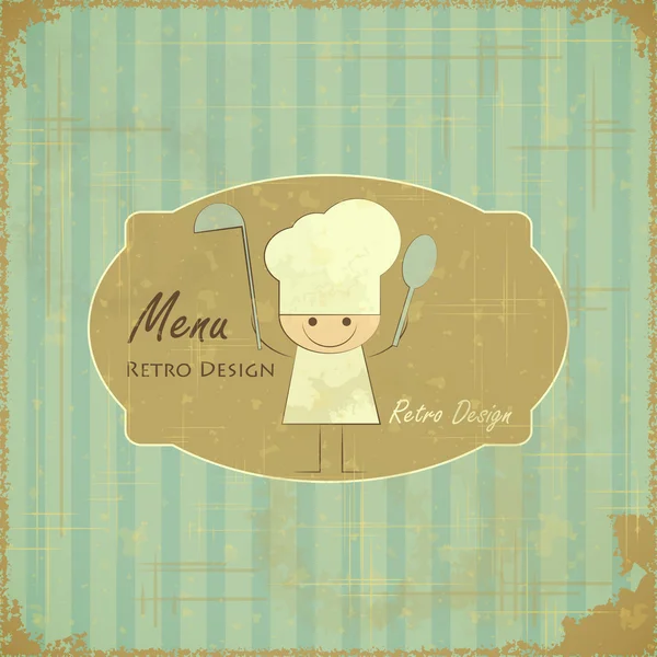 Ročník menu design karty s kuchařem — Stockový vektor