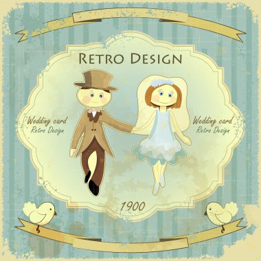 Vintage Design Wedding Card clipart