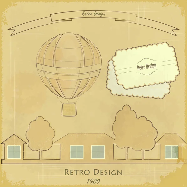 Ročník vzduch balón retro karta — Stockový vektor