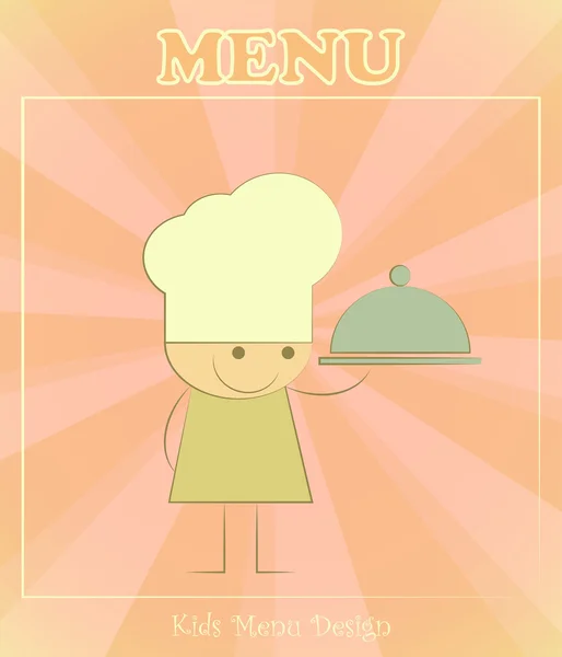 Diseño de menú infantil con chefs y plato — Vector de stock