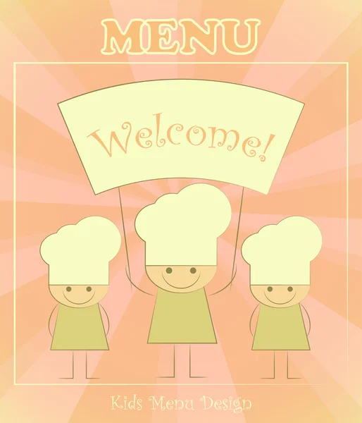 Design of kids menu with chefs — Stock Vector