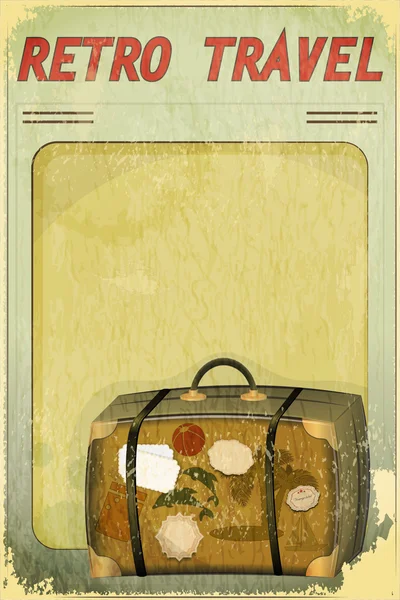 Carte postale de voyage rétro - Vieille valise — Image vectorielle
