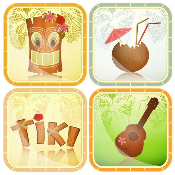Conjunto de ícones havaianos — Vetor de Stock