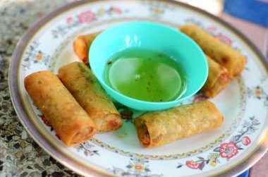 Fried Vietnamese spring rolls closeup clipart