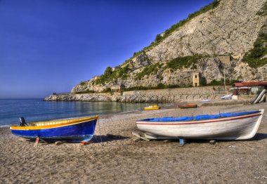 Boats on the beach of Erchie, Amalfi coast clipart