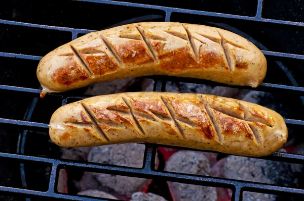 Salsiccia arrosto su barbecue — Foto Stock
