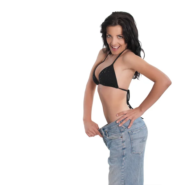 Mutlu kilo kaybı kadın — Stok fotoğraf