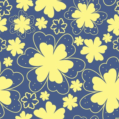 Yellow flowers on blue background clipart