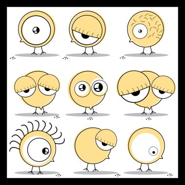 Set of nine little chickens clipart