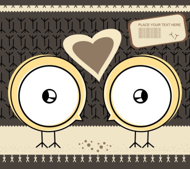 Two chickens in love clipart