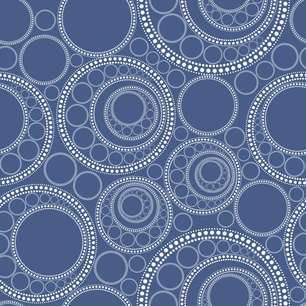 Dekorativa cirklar på blå bakgrund - sömlösa mönster — Stock vektor