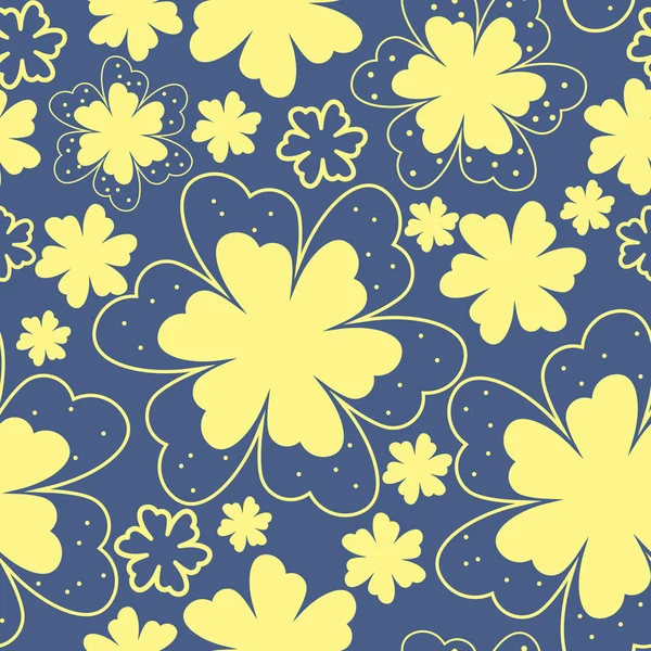 蓝色背景上的黄色小花 — 图库矢量图片
