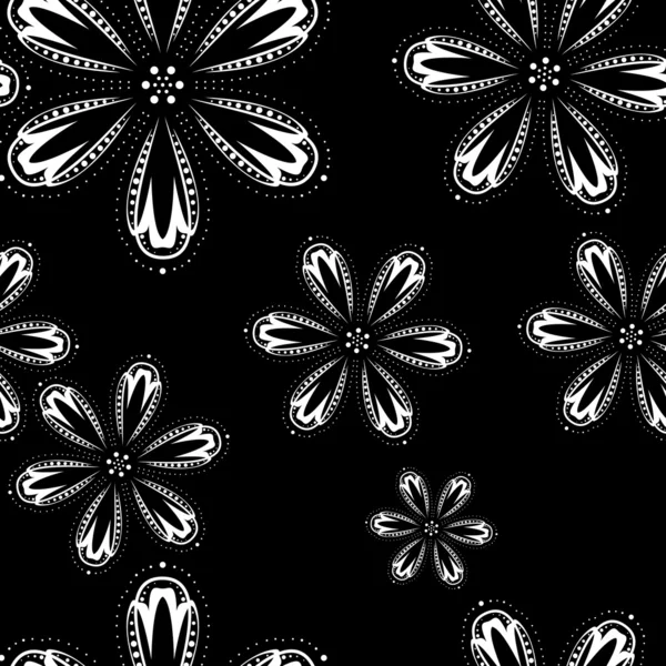 Vit blommor på svart bakgrund — Stock vektor