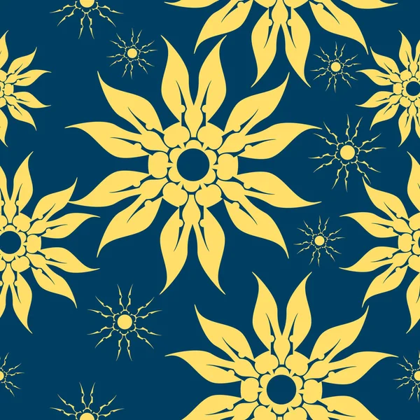Flores amarillas sobre fondo azul — Archivo Imágenes Vectoriales