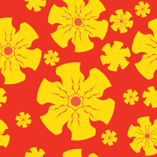 Gelbe Blüten auf orangefarbenem Hintergrund — Stockvektor