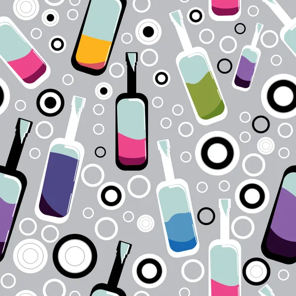 Bottiglie colorate su sfondo grigio - modello — Vettoriale Stock