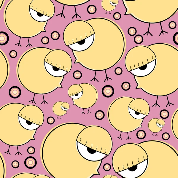 노란 병아리 핑크 배경-패턴 — 스톡 벡터