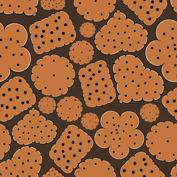 Galletas sobre fondo marrón - patrón — Vector de stock