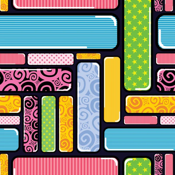 Decoratieve naadloos met kleurrijke elementen. patroon — Stockvector
