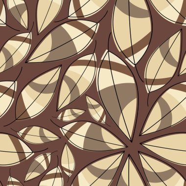 Tropical brown leafs seamless - pattern clipart