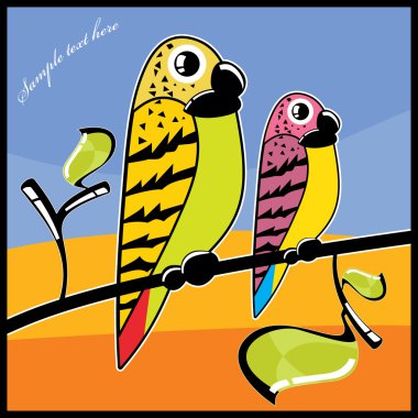 Parrot couple clipart