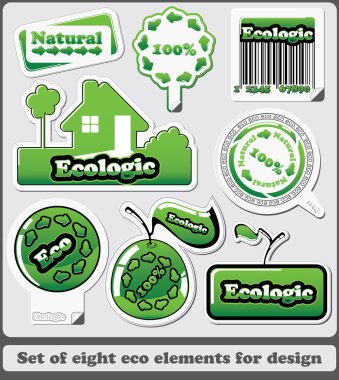 Eight eco design elements and Icons clipart