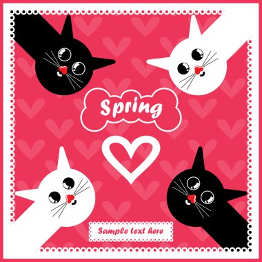 Vector card with motley cats in love clipart