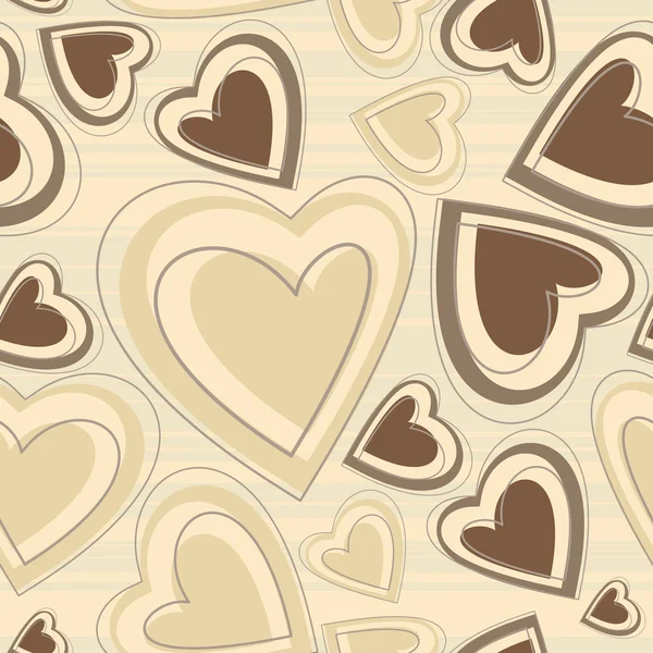 Decorative brown hearts seamless — Stock Vector