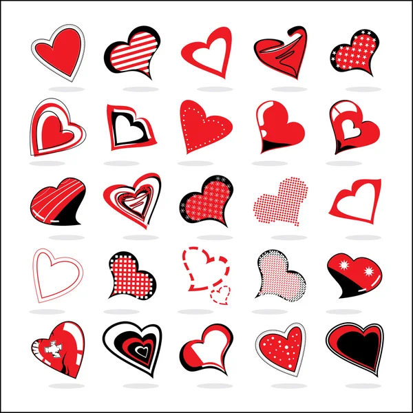 Conjunto de iconos corazones — Vector de stock