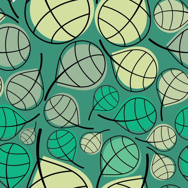 Feuilles vertes sur fond bleu - motif — Image vectorielle