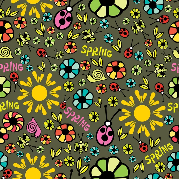 Colorido primavera sin costura - patrón — Vector de stock