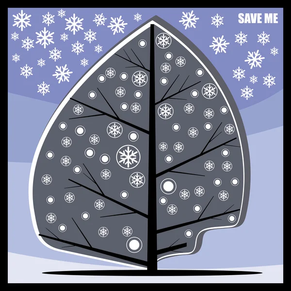 Kar taneleri ile stilize ağacı — Stok Vektör