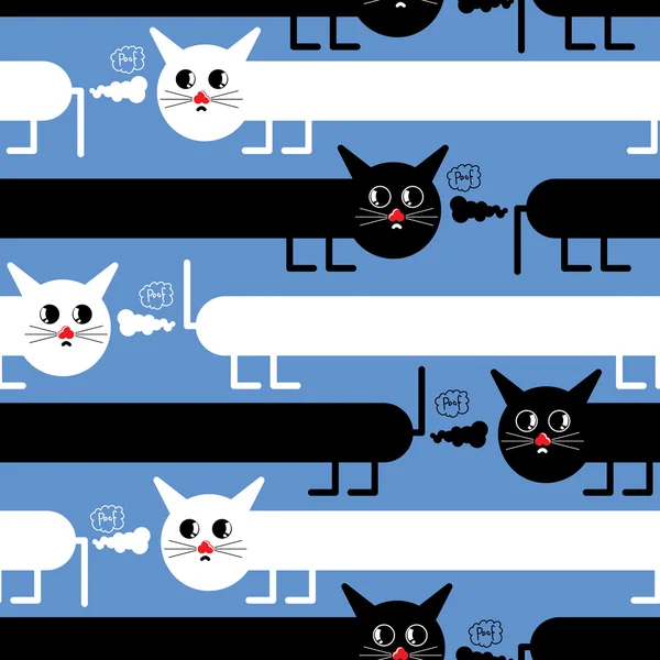 Šílené kočky na modrém pozadí - bezešvé pattern — Stockový vektor