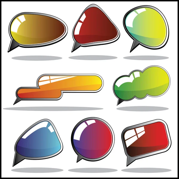 Set of eight colorful speech and thought bubbles — Stock Vector