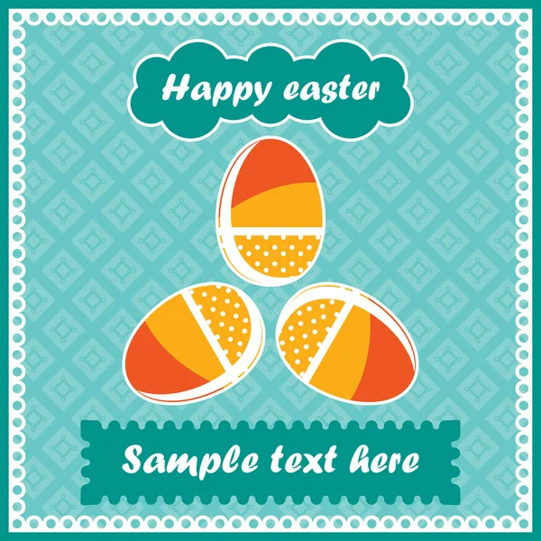 Tres huevos de Pascua - postal — Vector de stock