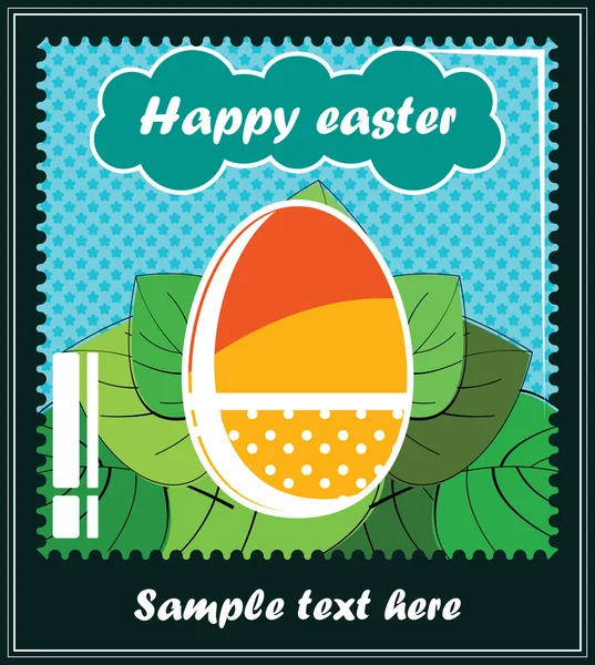 Narancssárga húsvéti tojás a levelek — Stock Vector