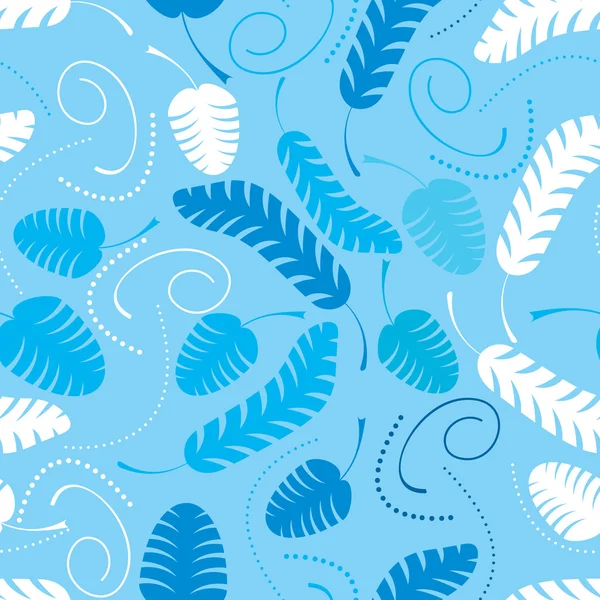 Декоративне біле і синє листя безшовний візерунок — стоковий вектор