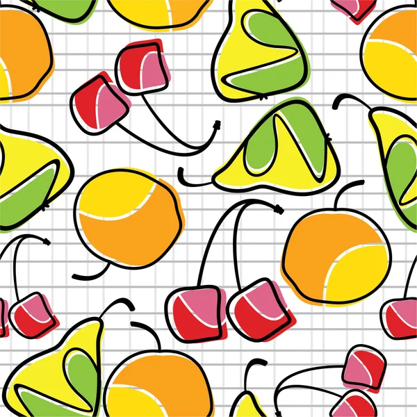カラフルなフルーツのシームレスなパターン — ストックベクタ
