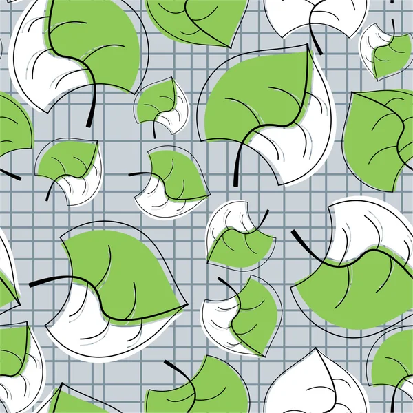 白色和绿色枫叶灰色背景 — 图库矢量图片