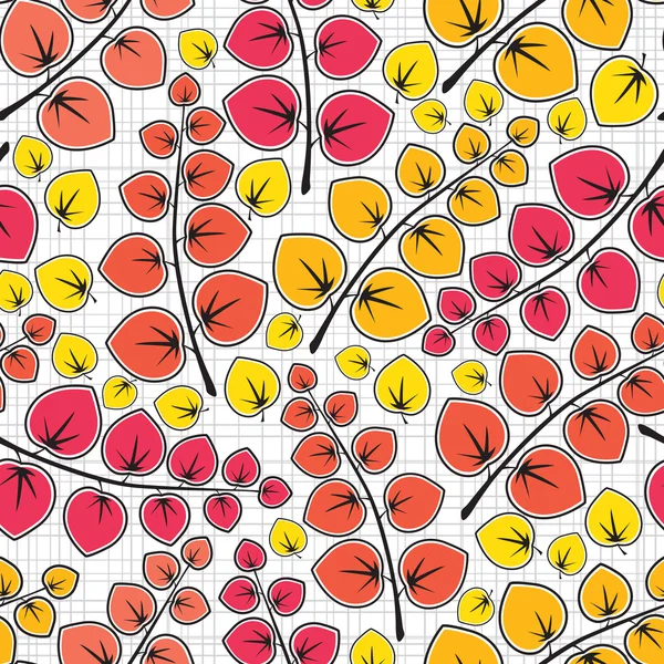 Kleurrijke decoratieve leafs - naadloze patroon — Stockvector