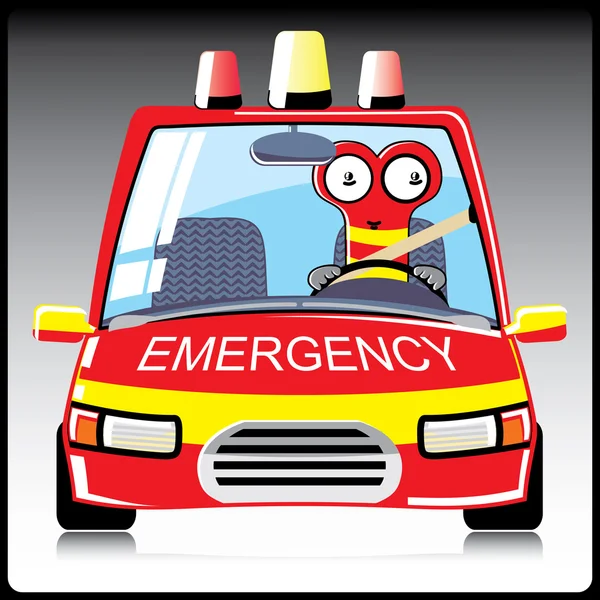 Monster a in emergency car — Stock Vector