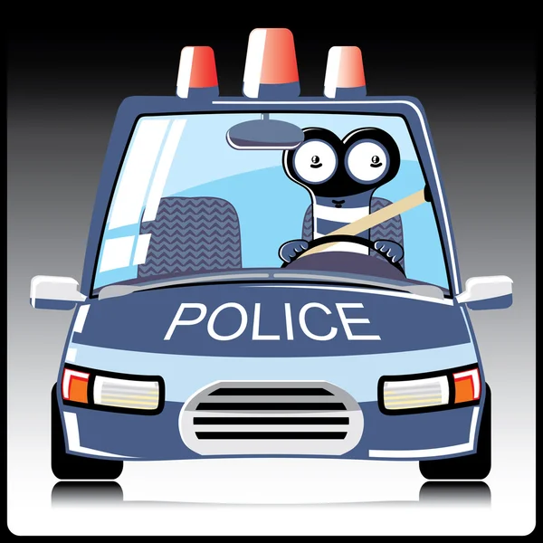 Monstre dans une voiture de police — Image vectorielle