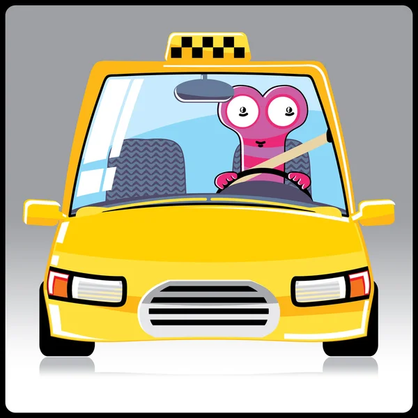 Monstre dans un taxi — Image vectorielle