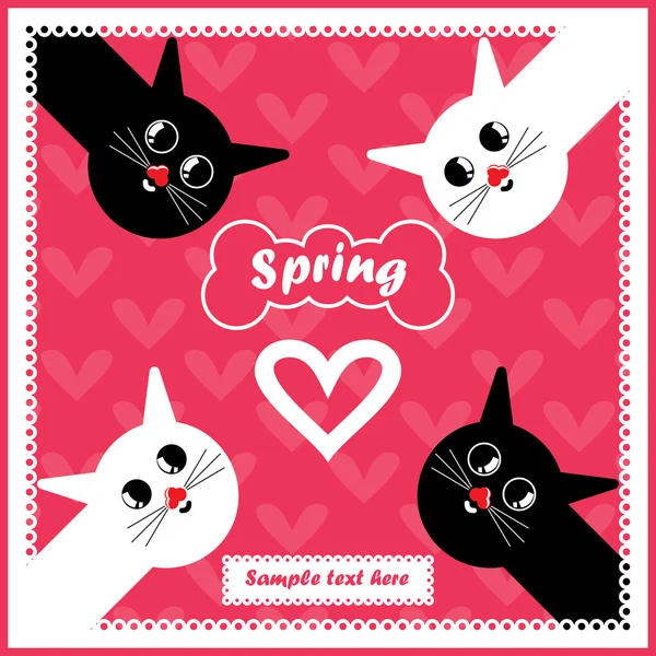 恋にカラフルな猫とベクトル カード — ストックベクタ