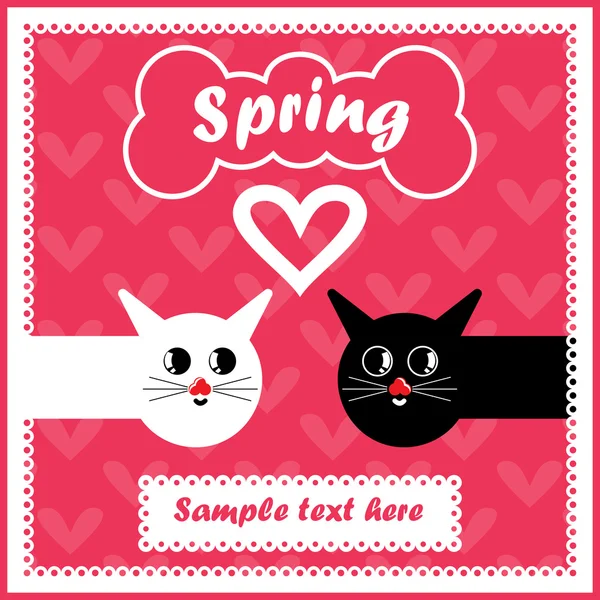 Carta vettoriale con gatti variopinti innamorati — Vettoriale Stock