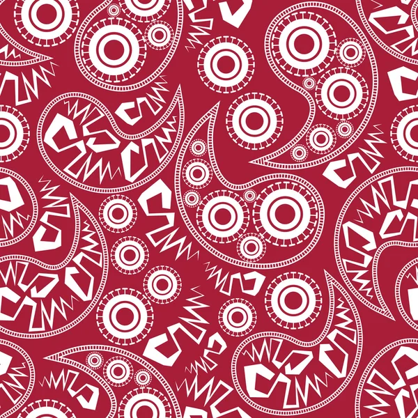 Dekorative weiße Elemente auf rotem Hintergrund - nahtloses Muster — Stockvektor