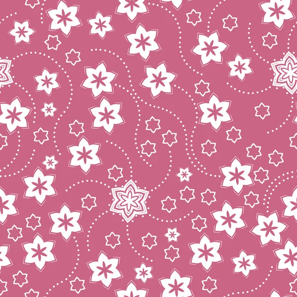 गुलाबी पृष्ठभूमि पर सजावटी सफेद फूल निर्बाध पैटर्न — स्टॉक वेक्टर
