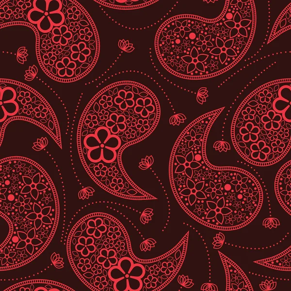 Decoratieve rode elementen en bloemen - naadloze patroon — Stockvector