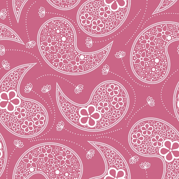 Dekorativa blommor och element på rosa bakgrund - sömlösa mönster — Stock vektor