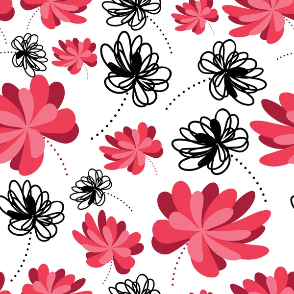 Decorative flowers on white background- seamless pattern — Stock Vector